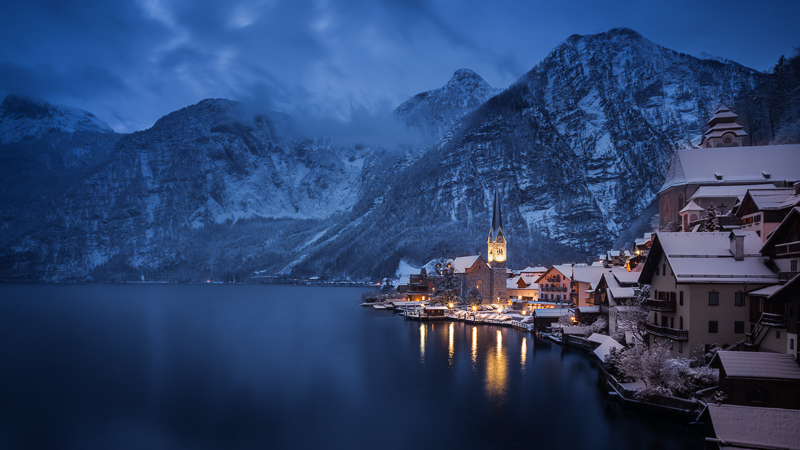 zeiss loxia 21mm 2.8 hallstatt hallstadt halstadt austria city snow snowy winter