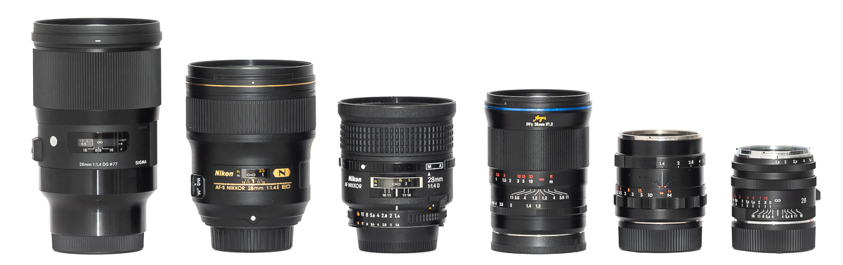 28mm fullframe comparison 1.4 1.2 1.5 voigtländer laowa nikon af-s af-d argus nokton thypoch simera sigma art dg contrast resolution bokeh vignetting coma sharpness loca ca
