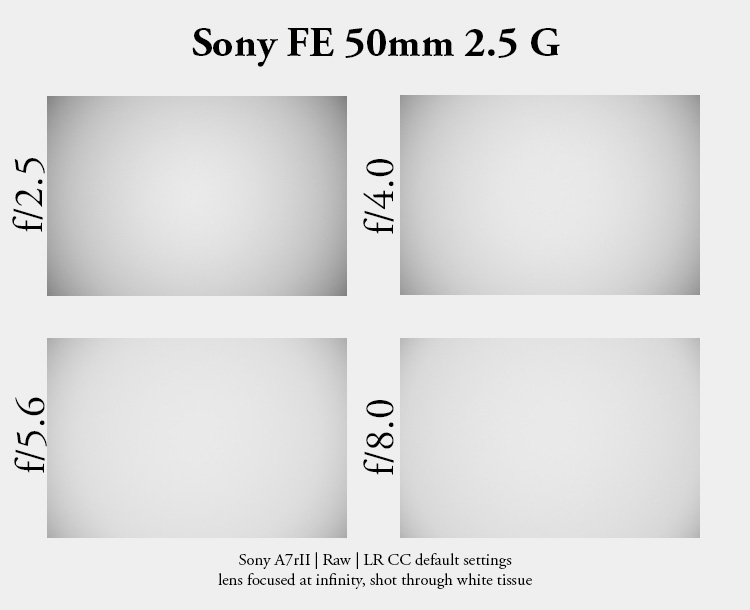 fe 50mm 2.5g 2.5 g sony 42mp 61mp a7rii a7riv a7riii a1 a9iii a7rv review resolution sharpness contrast bokeh vignetting coma